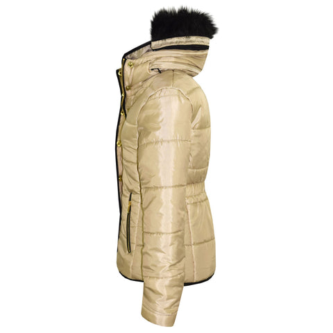 Kids  Girls Padded Puffer Quilted Coat Faux Fur Collar For  Girls Age 3-13 Years