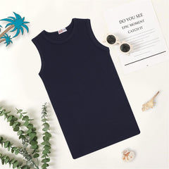 Kids Girls Ribbed Vest Top 100% Thick Cotton Fashion Tank Tops T Shirt 2-13 Year