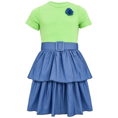 Kids Girls Summer Dress Casual Ruffle Party Dress Age 2-14