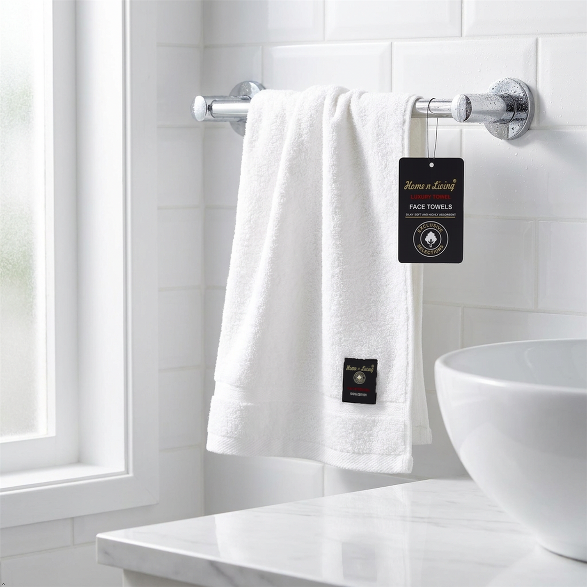 A2Z Hotel Quality Face Towel White 100 Percent Pure Cotton Soft Absorbent