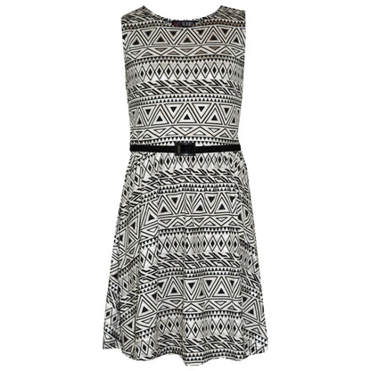 Girls Skater Dress Kids Aztec Print Summer Party Swing Midi Dresses 7-13 Years