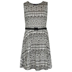 Girls Skater Dress Kids Aztec Print Summer Party Swing Midi Dresses 7-13 Years
