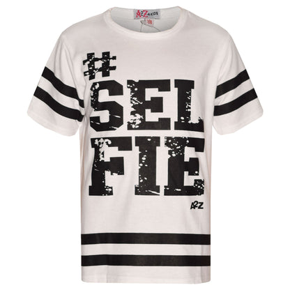 Girls Top Kids Designer's #Selfie Fashion T Shirt Top & Legging Set 7-13 Years