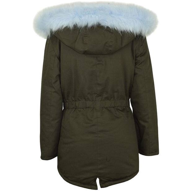 Kids Hooded Jacket Girls Fur Parka School Jackets Outwear Coat 5-13 Years