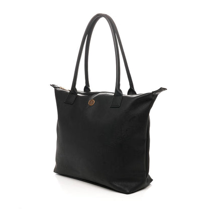 Womens Large PU Leather Tote Bag Shoulder Handbag Work Office Shopper Black Tan