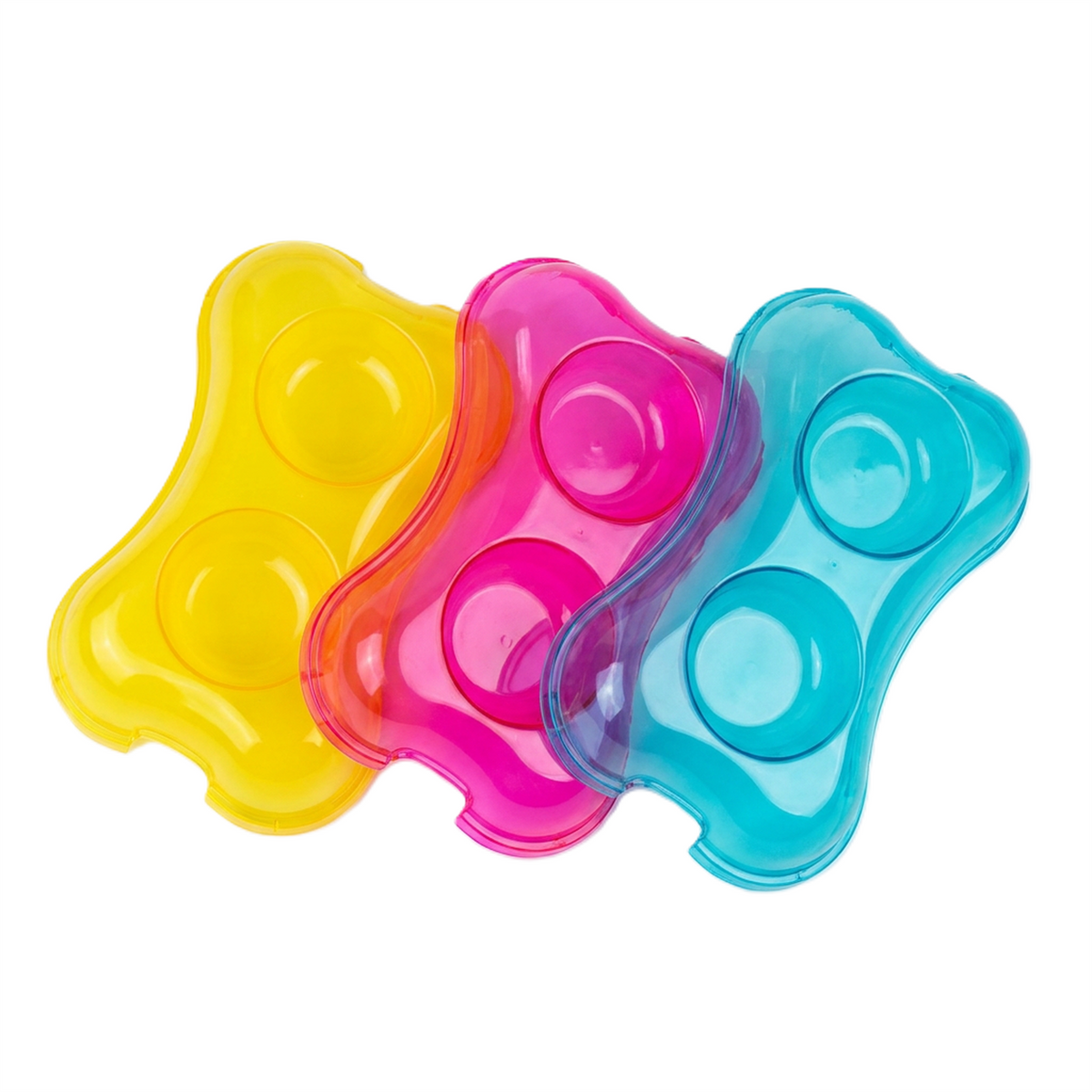 A2Z Double Pet Bowl Bone Shape Food Water Dish Twin Feeder for Cats Dogs Pack 3