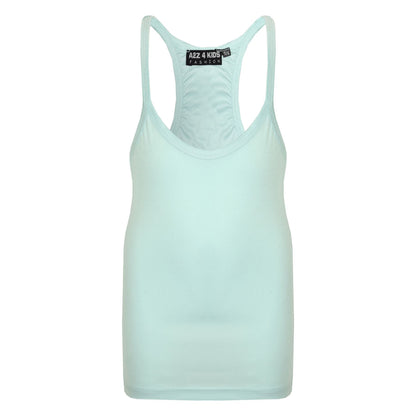 Kids Girls Childrens Vest Top Tank Top Fitted Age 5-6, 7-8, 9-10, 11-12,13 Years