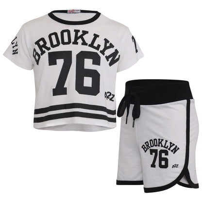 A2Z 4 Kids Girls Crop Top Shorts Set Brooklyn 76 Outfit Summer Clothing Sets