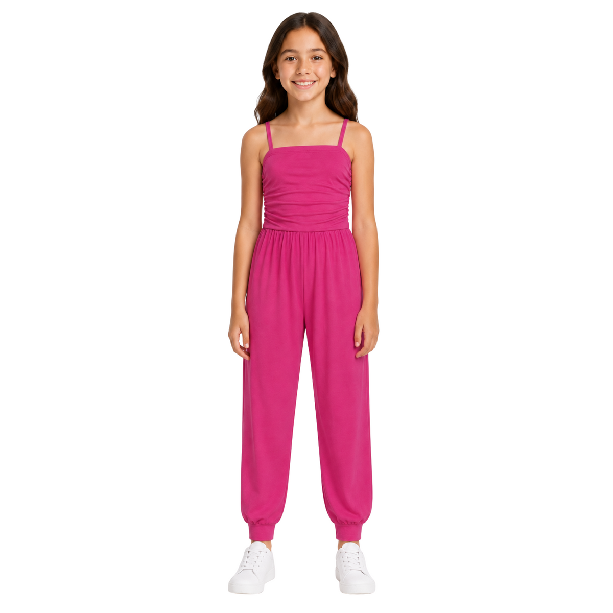 Girls Jumpsuit Kids Plain Color Trendy Playsuit All In One Jumpsuits 5-13 Years
