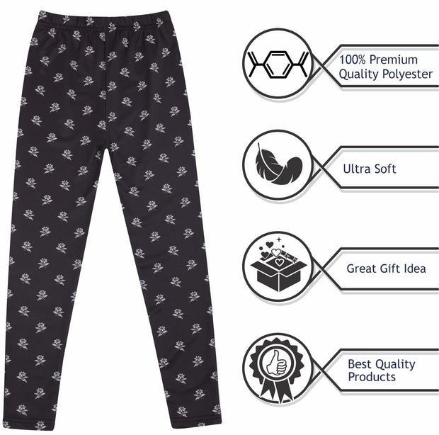 A2Z 4 Kids Girls Legging Daisy Floral Print Black Soft Comfortable Stretchy Party Fashion Legging Pants Age 5-6, 7-8, 9-10, 11-12 & 13 years - A2Z 4 Kids