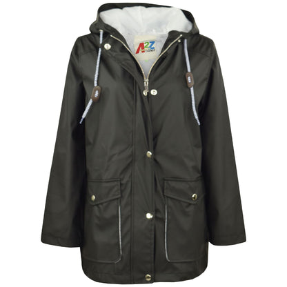 PU Raincoat Jacket Windbreaker Waterproof Parka Hooded Girls Boys Age 5-13 Years