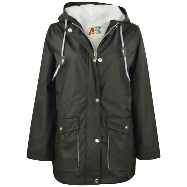 PU Raincoat Jacket Windbreaker Waterproof Parka Hooded Girls Boys Age 5-13 Years