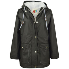 PU Raincoat Jacket Windbreaker Waterproof Parka Hooded Girls Boys Age 5-13 Years
