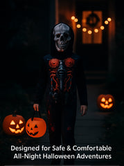 Kids Boys Girls Cyber Skeleton Costume Skull Mask Halloween Fancy Dress Jumpsuit
