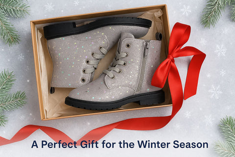 A2Z 4 Kids Girls Galaxy Glitter Winter Snow Boots Shoes PU Lace Up Ankle Shoes