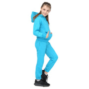 A2Z 4 Kids Girls Plain Aqua Tracksuit Hooded Sweat Hoodie & Bottom Jog Suit Joggers Age 5 6 7 8 9 10 11 12 13 Years