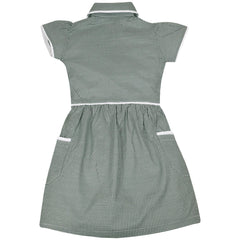 Kids Girls Gingham School Dress Check Dresses With Matching Scrunchies 2-14
