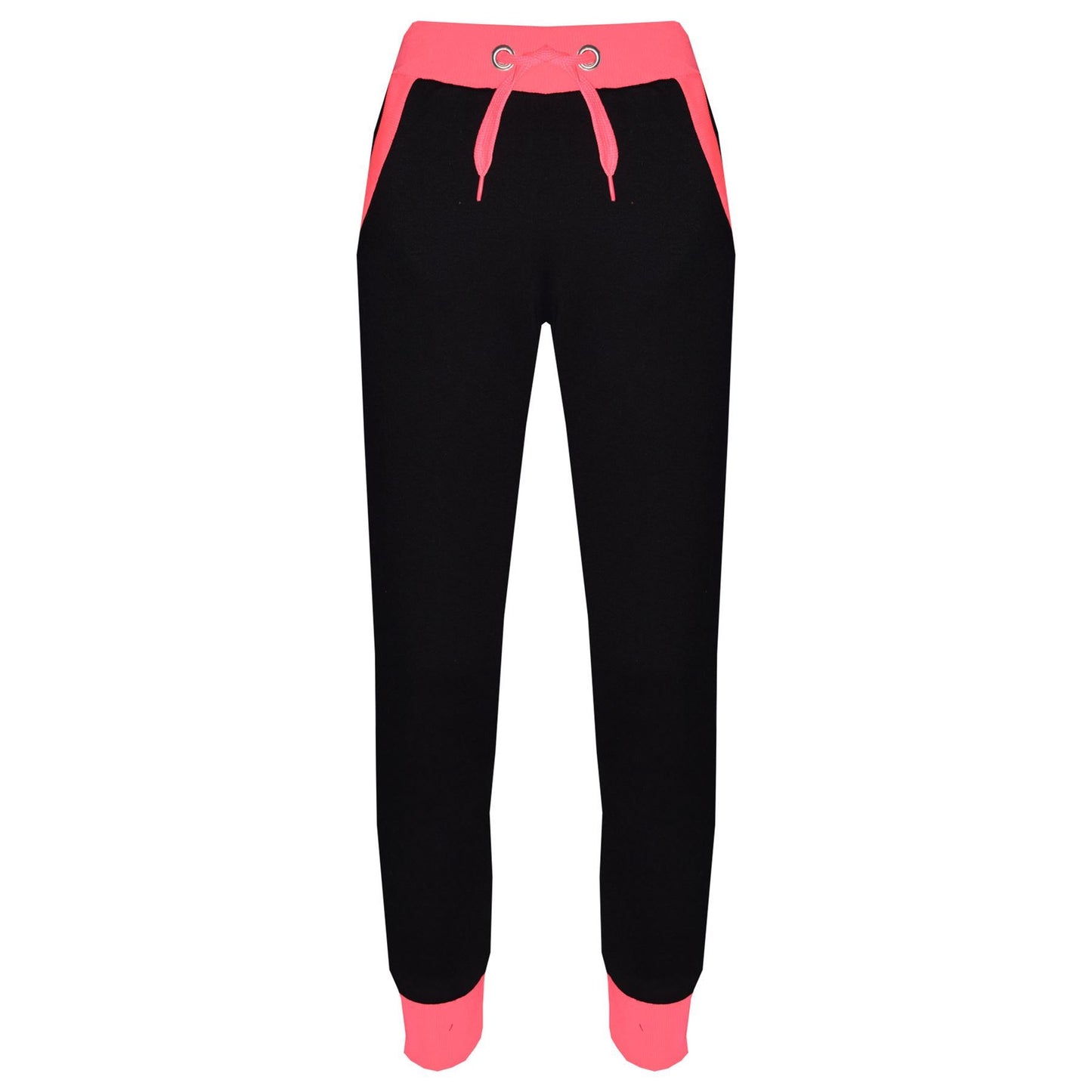A2Z 4 Kids Plain Contrast Fleece Tracksuit Neon Pink Hooded Top And Bottom Sweatpants Joggers Sports Gymwear Jogging Suit Activewear Hoodie With Jogger Set Girls Childrens Age 5-13 Years