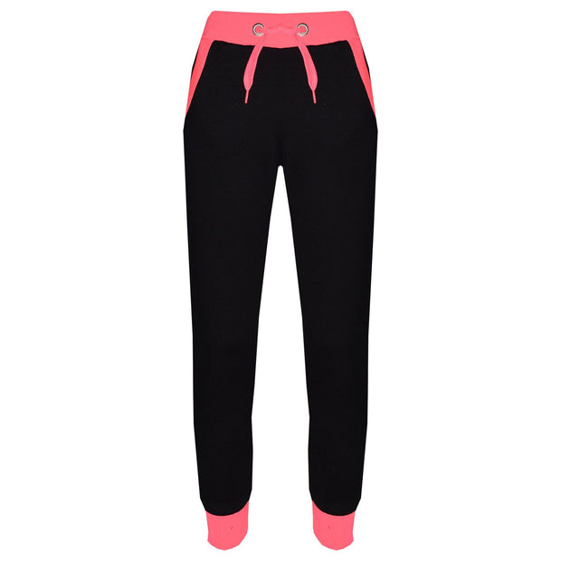 A2Z 4 Kids Plain Contrast Fleece Tracksuit Neon Pink Hooded Top And Bottom Sweatpants Joggers Sports Gymwear Jogging Suit Activewear Hoodie With Jogger Set Girls Childrens Age 5-13 Years