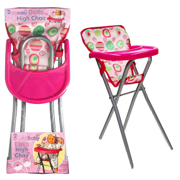 Baby Dolls Highchair Foldable Metal Frame Pretend Play Reborn Doll Accessories