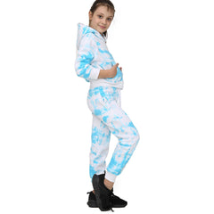 Kids Cropped Tie Dye Tracksuit Hoodie Jogging Sweatpants Girls Age 5-13 Years