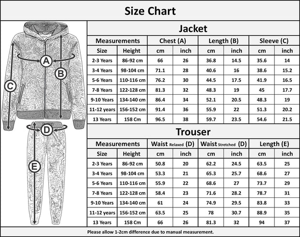 Kids Tracksuit Boys Girls Designer's Camouflage Jogging Suit Top Bottom 5-13 Yr