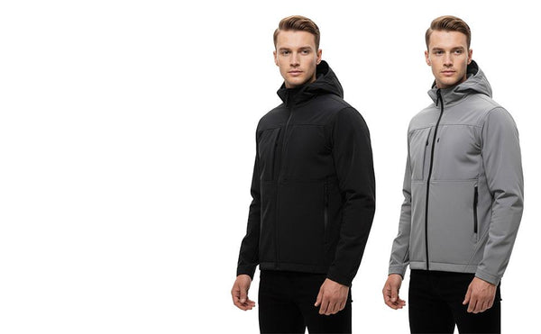 A2Z Mens Softshell Hooded Jacket Windproof Lightweight Full Zip Water Resistant