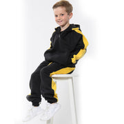 A2Z 4 Kids® Girls Boys Tracksuit Designer's Plain Contrast Yellow Stripes Fleece Hooded Hoodie Bottom Jogging Suit Joggers Age 5 6 7 8 9 10 11 12 13 Years