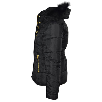 Kids  Girls Padded Puffer Quilted Coat Faux Fur Collar For  Girls Age 3-13 Years