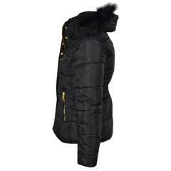 Kids  Girls Padded Puffer Quilted Coat Faux Fur Collar For  Girls Age 3-13 Years