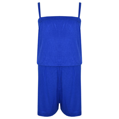 Kids Girls Plain Color Playsuit Trendy Summer All In One Jumpsuit New Age 5-13 Y
