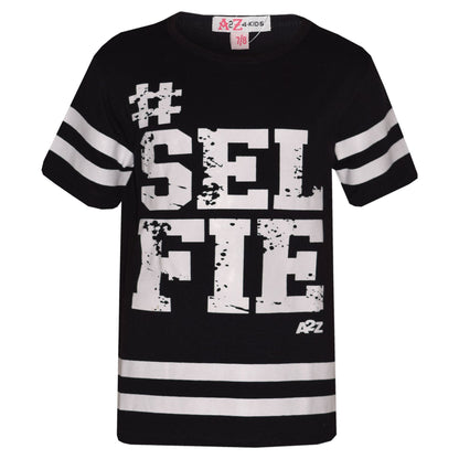 Girls Top Kids Designer's #Selfie Fashion T Shirt Top & Legging Set 7-13 Years
