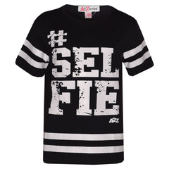Girls Top Kids Designer's #Selfie Fashion T Shirt Top & Legging Set 7-13 Years