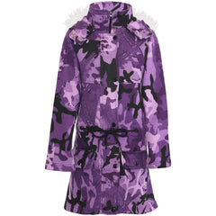 Kids Hooded Camo Parka Jacket Faux Fur Coat For Girls Age 5-13 Years