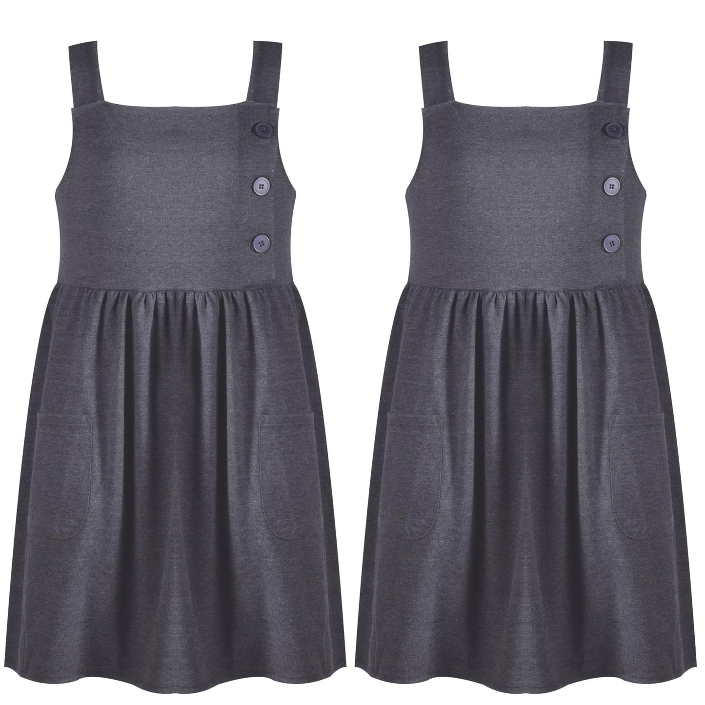 Kids 2 Pack Girls School Uniform Dress Soft Comfortable Pinafore School Dresses