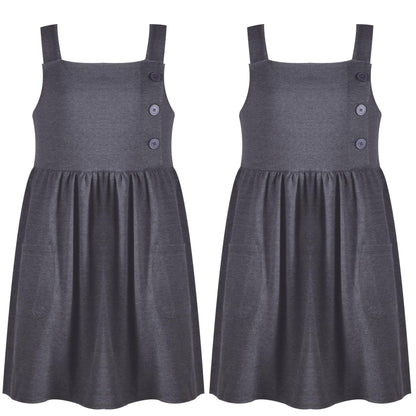 Kids 2 Pack Girls School Uniform Dress Soft Comfortable Pinafore School Dresses