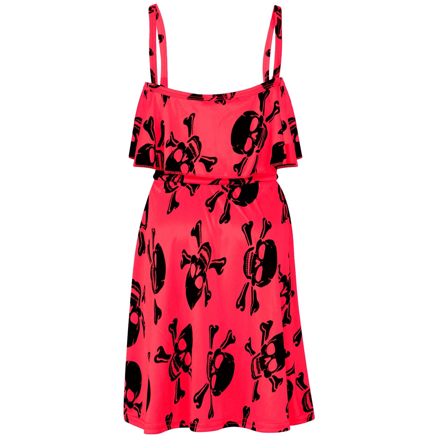 Kids Girls Boys Skull Print Crop Top Legging Skater Dress Halloween Costume 5-13