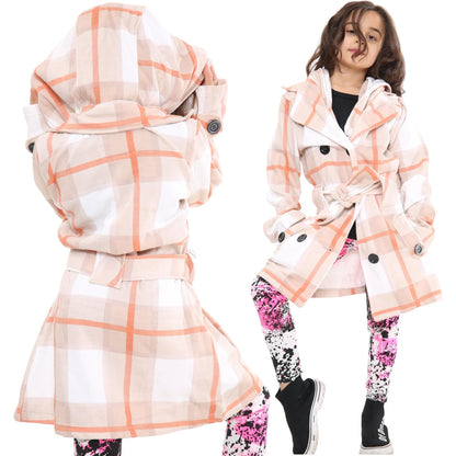 A2Z 4 Kids Parka Jacket Hooded Warm Jacket Oversized Belted Cuffs 5 -13 Years