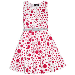 Girls Dresses Kids Pink Polka Dot Print Crop Top Legging Midi Skater Dress 7-13Y