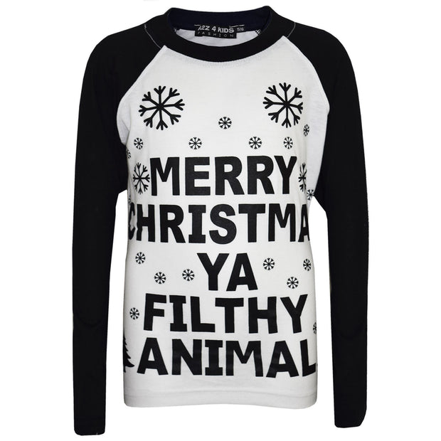 A2Z 4 Kids Girls Boys PJS Merry Christmas Ya Filthy Animal Print Black Christmas Pajamas Set Age 2 3 4 5 6 7 8 9 10 11 12 13 Years