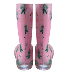 A2Z 4 Kids Girls Pink Flamingo Wellington Boots Light Up Rain Waterproof Wellies