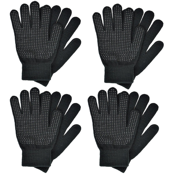 Mens Gloves 4 Pack Thermal Magic Gloves One Size No-Slip Palm Grip Warm Mittens