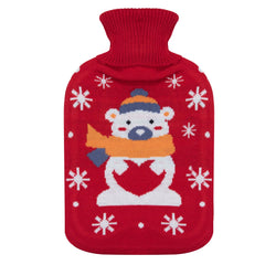 A2Z Hot Water Bottles Christmas Novelty Polar Bear 2L Fleece Cover Heat Therapy
