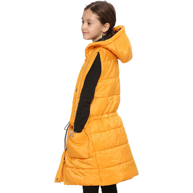 Kids Girls Fashion Oversized Gilet Long Line Jacket Long Sleeveless Coat 7-13 Yr