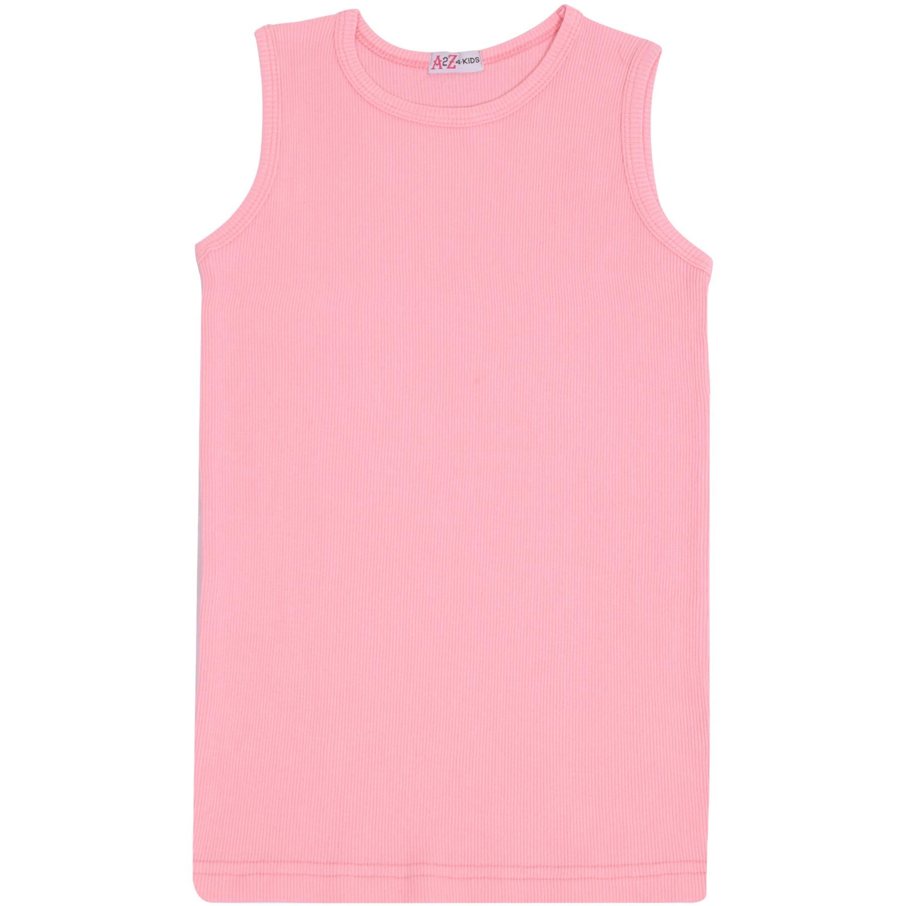 A2Z 4 Kids Kids Girls Ribbed Vest Top Designer's 100% Cotton Baby Pink Fashion Tank Tops T Shirts New Age 2 3 4 5 6 7 8 9 10 11 12 13 Years - A2Z 4 Kids