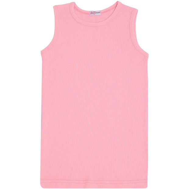 A2Z 4 Kids Kids Girls Ribbed Vest Top Designer's 100% Cotton Baby Pink Fashion Tank Tops T Shirts New Age 2 3 4 5 6 7 8 9 10 11 12 13 Years - A2Z 4 Kids