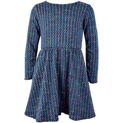 Kids Girls Skater Dress Long Sleeve Tweed Texture Flared Party Summer Dresses