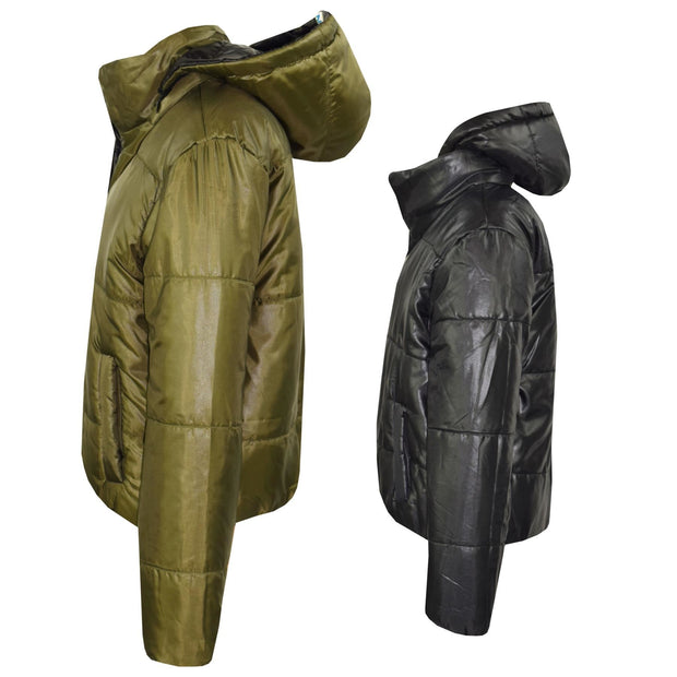 Girls Jackets Kids Reversible Cropped Hooded Padded Puffer Jacket Coat 5-13 Year