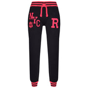 A2Z 4 Kids Girls Black & Neon Pink Baseball Tracksuit NYC Varsity Style Jacket & Trouser Sports Hoodie Bottom Joggers Age 2 3 4 5 6 7 8 9 10 11 12 13 Years