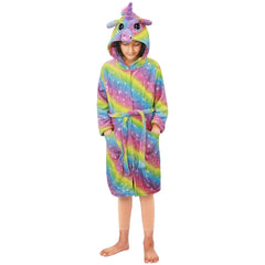 Kids Girls Unicorn Bathrobe Hooded Galaxy Xmas Cosplay Costume Soft Lounge Suit